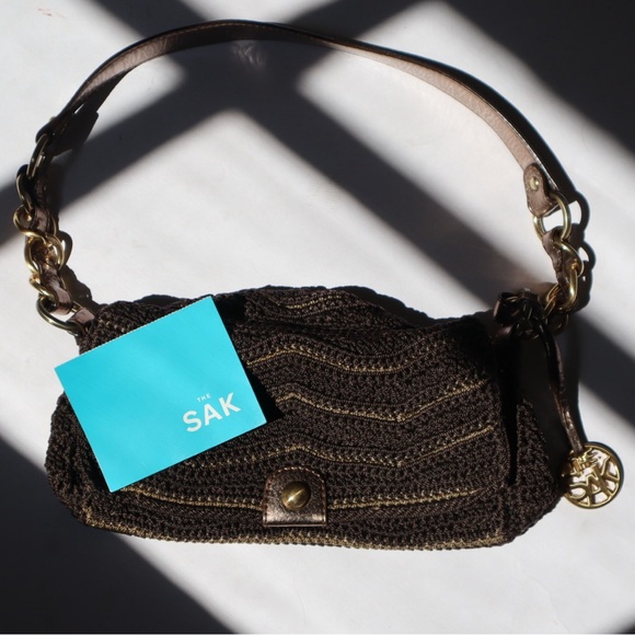 NEW The Sak Brown Crochet Shoulder Bag - Picture 1 of 5